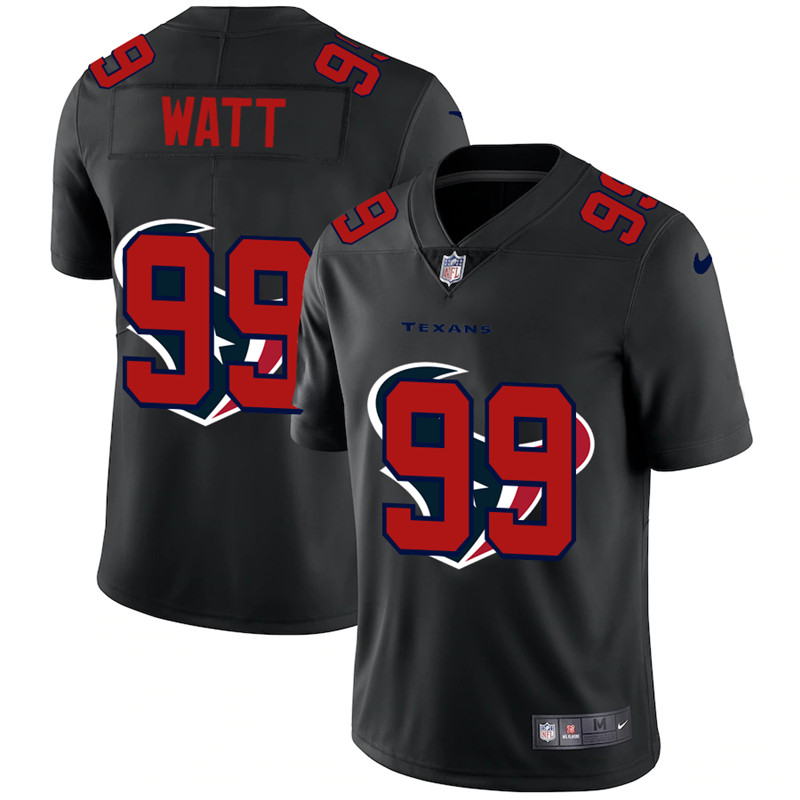 Men's Houston Texans #99 J.J. Watt 2020 Black Shadow Logo Limited Stitched Jersey